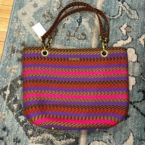 Eric Javits Woven Squishee Shoulder Bag Purple Pink